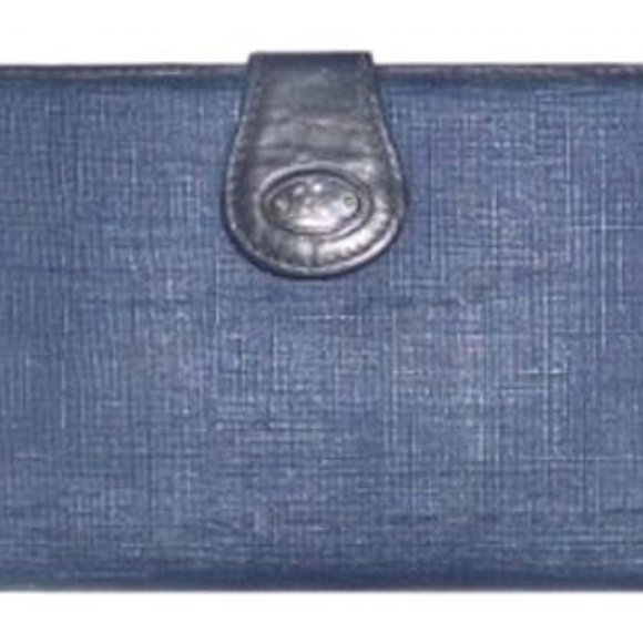 Gucci  Vintage Navy Coated Canvas Leather Checkbook Wallet - Picture 1 of 5